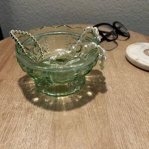 Green Glass Trinket Dish